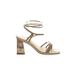 Sam Edelman Heels: Tan Print Shoes - Women's Size 6 1/2 - Open Toe