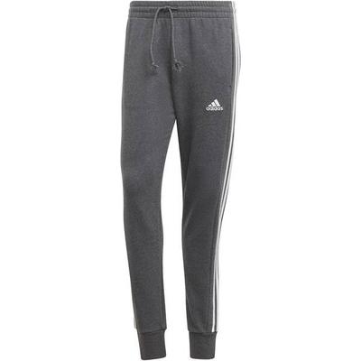 ADIDAS Herren Hose Essentials French Terry Tapered Cuff 3-Streifen, Größe L in Grau