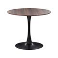 Dining Table Industrial Dark Wood with Black Round MDF Metal Base 90 cm Boca