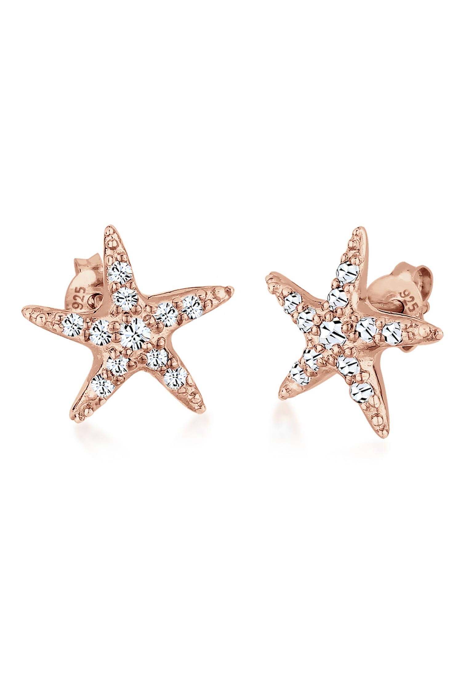 Paar Ohrstecker ELLI "Seestern mit Kristalle funkelnd 925 Sterling Silber", rosa (rosegold), Ohrringe, Damen, onesize,mit Steinen, Silber 925 (Sterlingsilber) Image