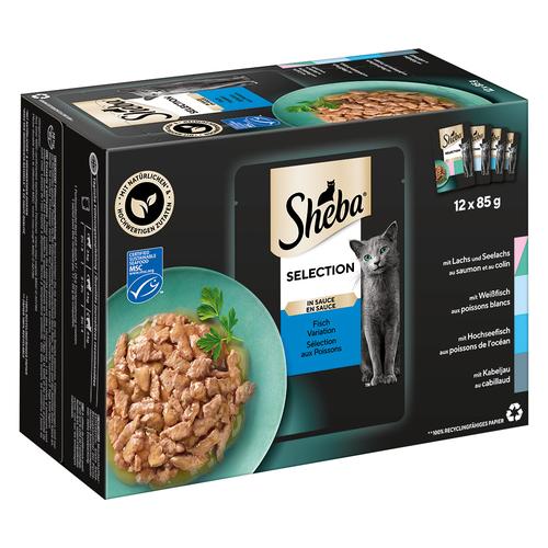 48x 85g Multipack Sheba Varietäten Frischebeutel Selection in Sauce Katzenfutter nass