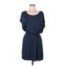 Lush Casual Dress - Mini Scoop Neck Short sleeves: Blue Print Dresses - Women's Size Medium