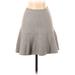 Zara Casual A-Line Skirt Knee Length: Gray Solid Bottoms - Women's Size Small