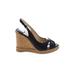 Jimmy Choo Wedges: Black Print Shoes - Women's Size 37 - Peep Toe