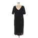 Torrid Casual Dress - Shift V Neck Short sleeves: Black Solid Dresses - Women's Size 1X Plus