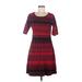 Tahari by ASL Casual Dress - Sweater Dress: Red Fair Isle Dresses - Women's Size Large