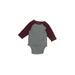 Old Navy Long Sleeve Onesie: Burgundy Color Block Bottoms - Size 0-3 Month