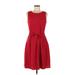 Calvin Klein Casual Dress - A-Line: Red Solid Dresses - Women's Size 6