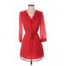 H&M Casual Dress - Shirtdress: Red Dresses - Women's Size 4