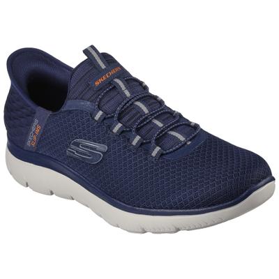 Slip-On Sneaker SKECHERS "SUMMITS-HIGH RANGE", Herren, Gr. 49,5, blau (navy), Textil, sportlich, Schuhe, Freizeitschuh mit Slip Ins-Fersenpart für einen leichten Einstieg Image