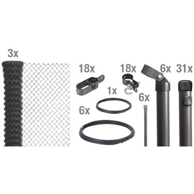 Maschendrahtzaun ALBERTS, grau, H:80cm, Stahl, Zaunelemente, Höhe: 80 - 200 cm, Gesamtlänge: 15 - 100 m, zum Einbetonier