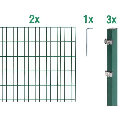 Doppelstabmattenzaun ALBERTS "Grundset", grün, H:80cm, Stahl, Zaunelemente, Höhe: 80-160 cm, Gesamtlänge: 4-30 m, zum Ei