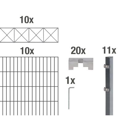 Doppelstabmattenzaun ALBERTS "Nexus", grau (anthrazit), H:120cm, Stahl, Zaunelemente, anthrazit, Höhe: 100-160cm, Gesamt