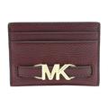 Michael Kors Reed Large Card Holder Wallet MK Signature Logo Leather, Dark Cherry, L, Card Holder