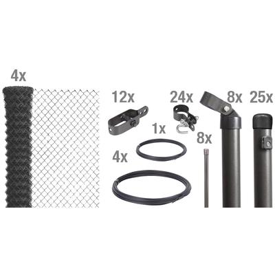 Maschendrahtzaun ALBERTS, grau, H:80cm, Stahl, Zaunelemente, Höhe: 80 - 200 cm, Gesamtlänge: 15 - 100 m, zum Einbetonier