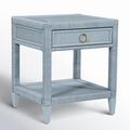 Birch Lane™ Jandre 1 - Drawer Wicker/Rattan Nightstand Wood/Glass in Gray/Blue | 28 H x 24 W x 22 D in | Wayfair C86BFEDE94DB4DC3A3B33DF35FE0B59B