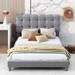 Hokku Designs Wilko Bed Wood in Gray/White/Brown | 36.6 H x 47 W x 80.8 D in | Wayfair 1E2E6475F7BB4AA897535591D04ED7CE