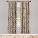 East Urban Home Flower Royal Curtains Oldschool Damask Ethno Pair of Warm Taupe & Chocolate Microfiber in Black | 63 H x 56 W in | Wayfair