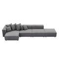 Gray Sectional - Latitude Run® Soft Corduroy Sectional Modular Sofa 4 Piece Set, Small L-Shaped Chaise Couch Corduroy | Wayfair