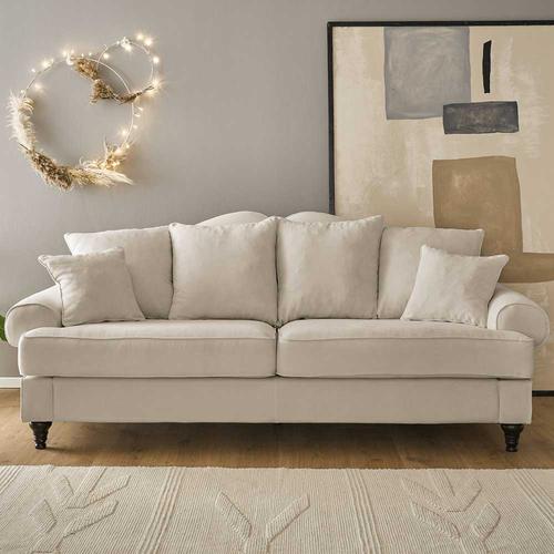 Sofa Vintage Beige im Landhausstil 230 cm breit - 100 cm tief