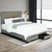 No Box Spring Required Queen Linen Upholstered Platform Bed with Adjustable LED Stripes Headboard and Footboard Drawers