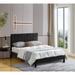 Black Platform Bed Heavy Duty Slat Support Full Frame Stripe Headboard