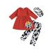 Huakaishijie Toddler Baby Girl Halloween Outfit Pumpkins Shirt Cow Pattern Pants Headband 3-7 Years