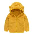 QUYUON Toddler Rain Jacket Sale Long Sleeve Fleece Jacket Toddler Baby Boys Girls Solid Color Plush Cute Bear Ears Winter Hoodie Thick Coat Jacket Yellow 3T-4T