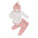 Bagilaanoe 3pcs Newborn Baby Girl Boy Pants Set Long Sleeve Striped Romper Tops + Trousers + Hat 3M 6M 9M 12M 18M Infant Casual Clothes