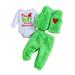 Infant Newborn Christmas Outfits 3 PCS Set Baby Boys Girls Long Sleeve Rompers Fuzzy Fleece Waistcoat and Plush Pants Holiday Clothes Set