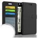 For Cricket Outlast U680AC Wallet Pouch Cover Phone Case + Tempered Glass - EM Black