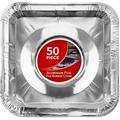 Disposable Gas Burner Liners (50 Pack) Aluminum Foil Square Gas Stove Burner Covers - 8.5 Inch Gas Range Protector Stove Top Covers for Gas Burners Foil Liners to Catch Oil Grease and Food Spills