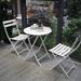 3 Piece Patio Bistro Set, Metal Foldable Round Table and 2 Slat Back Chairs Portable Outdoor Garden Furniture