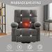 Power Lift Recliner Chairs Oversized Heated Massage Sofa Chairs w/Side Pocket & USB Charge Port for Livingroom, Smoke Grey