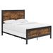 Industrial Wood and Metal Queen Size Bed - Brown