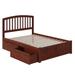 Full Solid Wood Platform Bed with Storage Drawers in Walnut