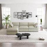 Contemporary Feather Fill Sectional Sofa 4-Piece L-Shaped Couch with Storage Ottomans