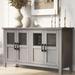 Sideboard Buffet Storage Cabinet with 4 Glass Doors and Adjustable Shelf Wood Floor Storage Cupboard for Entryway