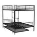 Black Safety Full Over Full Metal Bunk Bed with Trundle, Trundle Bed for Kids Bedroom