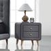 Transitional Small Wooden Upholstered Nightstand with 2-Drawers