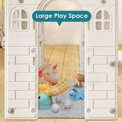 Gray Kids Playhouse with Cute Kids Pretend Play Ki...