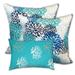 Set Of Three 18" X 18" Blue And White Zippered Coastal Throw Indoor Outdoor Pillow