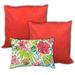 Set Of Three 18" X 18" Red And White Zippered Solid Color Throw Indoor Outdoor Pillow