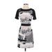 Topshop Cocktail Dress - Mini Crew Neck Short sleeves: Gray Color Block Dresses - Women's Size 2