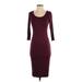 Soprano Casual Dress - Sheath: Burgundy Solid Dresses - Women's Size Small