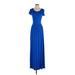 Venus Casual Dress - A-Line Scoop Neck Short sleeves: Blue Print Dresses - Women's Size Small