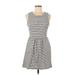 J.Crew Factory Store Casual Dress - A-Line Crew Neck Sleeveless: White Print Dresses - Women's Size Medium Petite