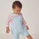 Organic Cotton Piqué Embroidered Boat Dungarees & Stripe Top Set (0–24mths), Multi, 9-12M