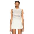 MATTHEW BRUCH Knit Mesh Collared Tank Top in Cream - Cream. Size 4 (also in 3).