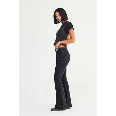 CRVY Infinite Stretch Pull-On Flare Jeans by We The Free at Free People in Skyfall, Size: L Short